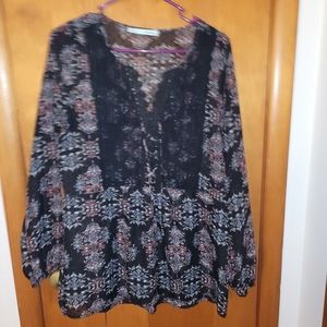 Maurice's Floral Swiss Dot Boho Top